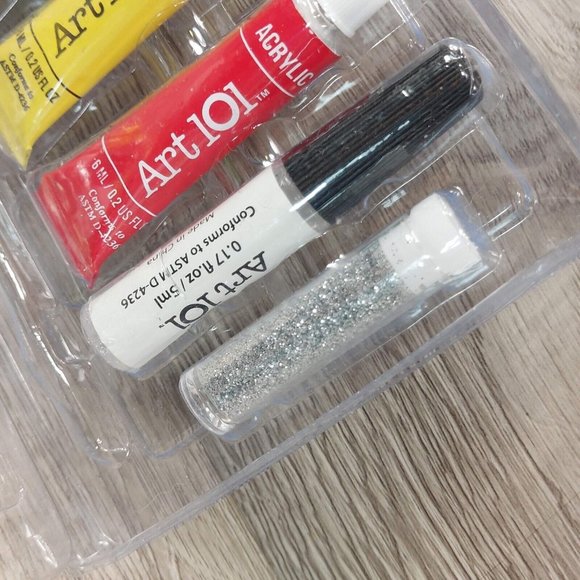 Art 101 Acrylic Paint Tubes Glitter Glue Set DIY Art Craft Artist Supply Kit - Picture 4 of 5